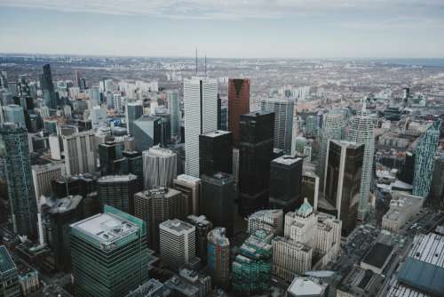 Toronto City Skyline With Distant Landscape Photo