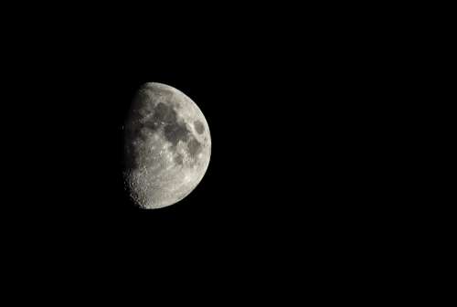 Half Moon In Black Sky