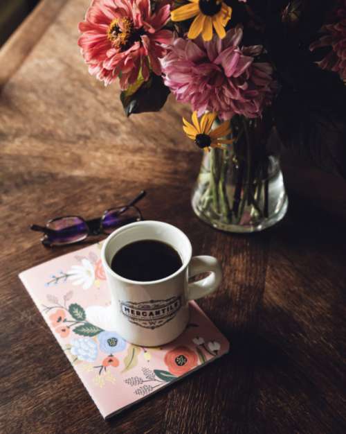 Coffee Flowers Table Free Photo