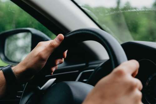 Hands Grasping A Steering Wheel Photo