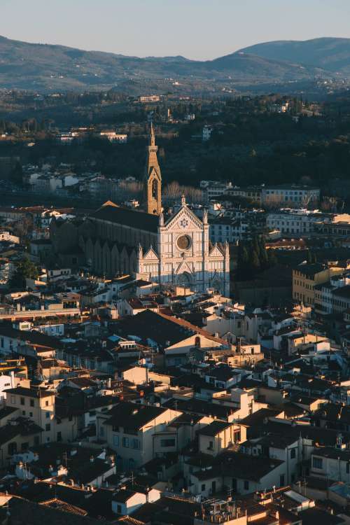 Aerial Shot Of Church In Italian Village Photo