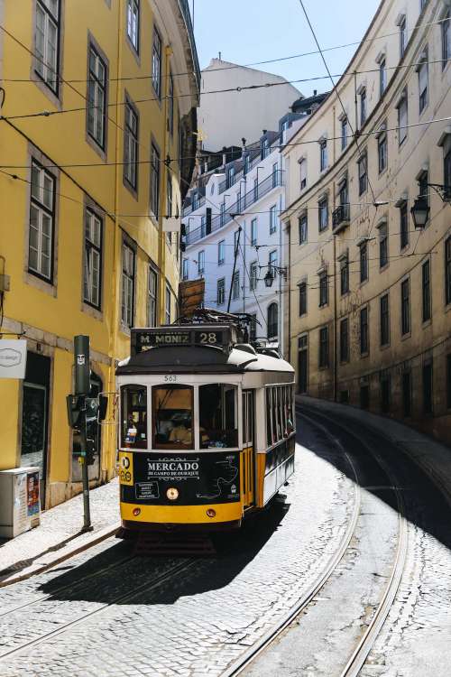Streetcar On Winding Lisbon Road Photo
