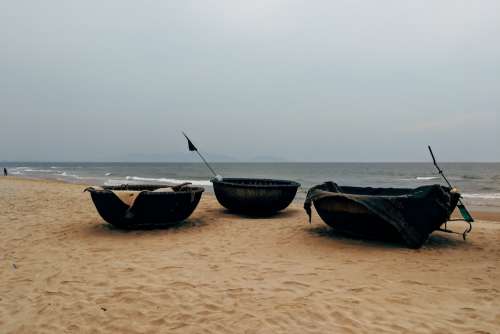 Coracle Boats In A Beach Photo