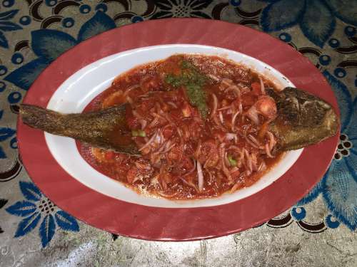 food, meal, dish, delicious, tasty, fried fish, akpavi, monyo, tomato juice, nutrition, diet, pepper, lunch