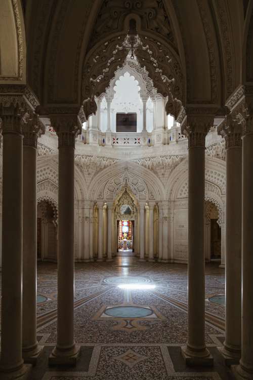 Sunlight Shines Through Stained Glass Window Photo