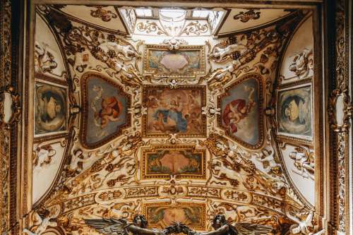 Ornately Designed Ceiling Paintings Photo