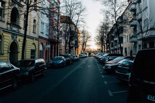 Cars Packed On Narrow Streets Photo