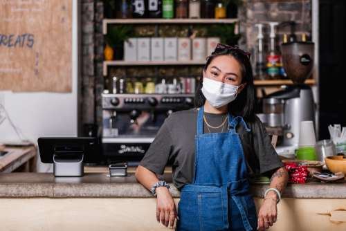 Store Owner Stood Wearing Her Face Mask Photo