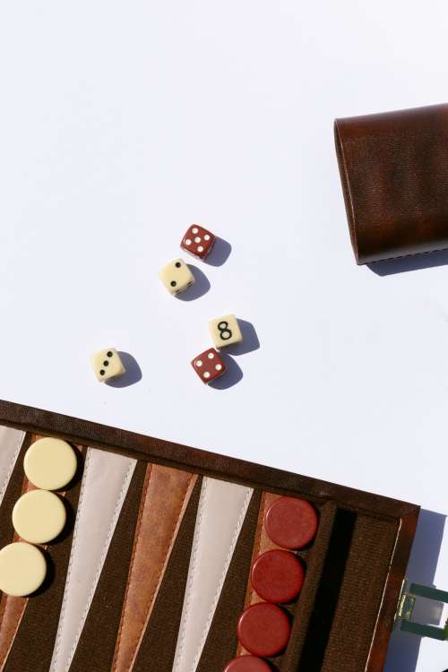 Backgammon And Dice Flat Lay Photo