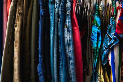 Denim Jeans And Hawaiian Shirts Photo