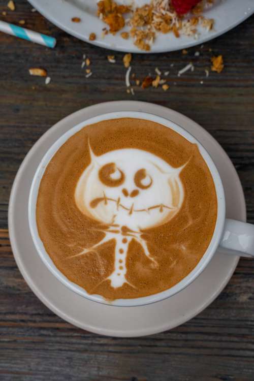 Monster latte art in coffee