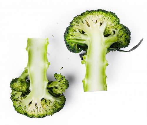 Halves of broccoli