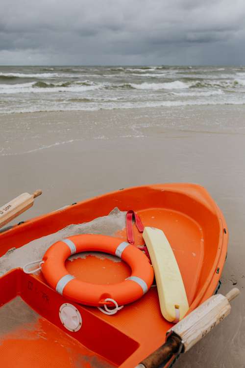 Lifeguard boat on Baltic coast