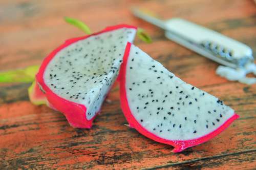 Close Up Of Cut Dragon Fruit