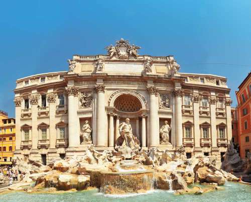 Trevi Fountain In Rome Stitched Imperfectly