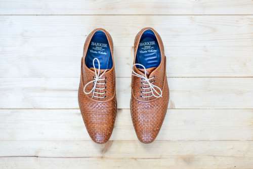 Smart Weaved Brown Leather Shoes From Above