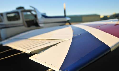 Close Up Of Wing On A Small Plane