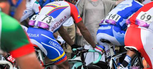 Close Up Of Venezuelan Jesey In Cycling Race