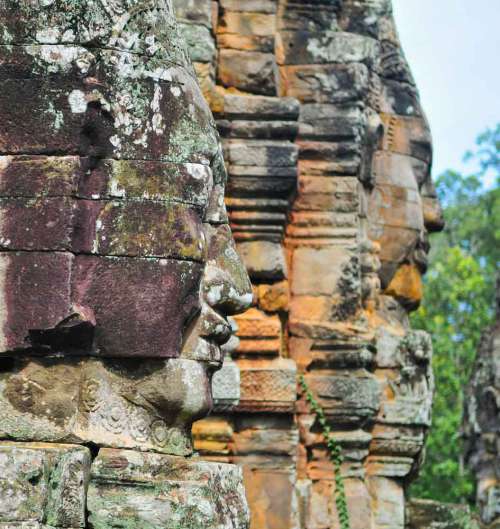 Faces Carved Into Stone In Cambodia