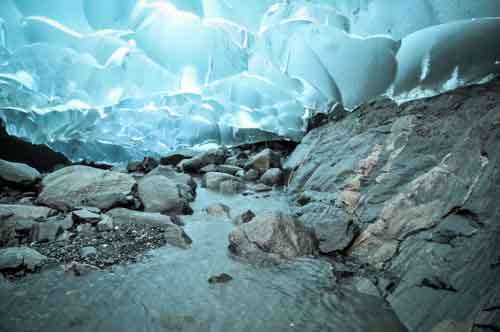 Stream Under The Medenhall Glacier In Alaska