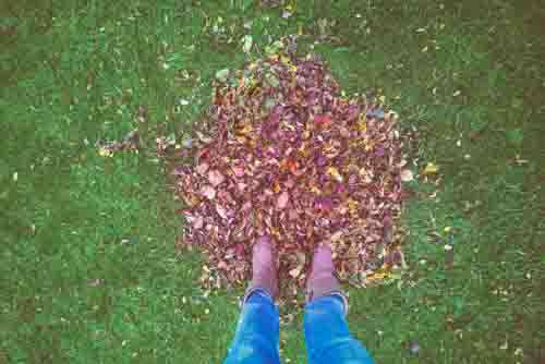 Man Standing In Autumn Leaves