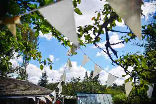 Decorations In Trees Ready For Summer Garden Party