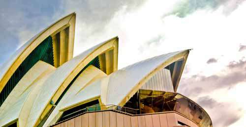 Sydney Opera House From Below With Colors