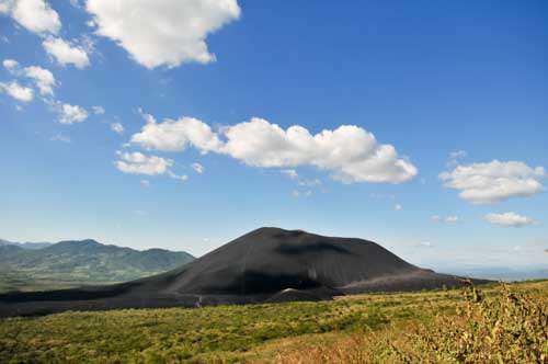 Landscape View Of A Volcao Mountain With Blue Sky