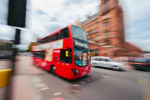 London Red Bus With Motion Blur