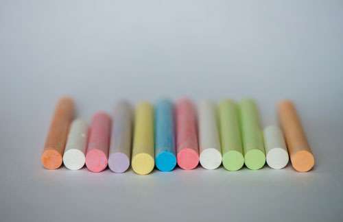 Colorful Chalk Lined Up Ready For Art