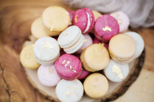 Macarons Piled Up In A High Pile Photo