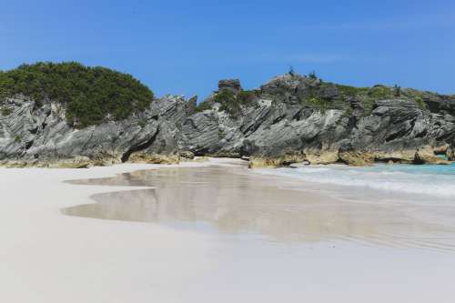 Stone Shoreline Frames Sky Photo