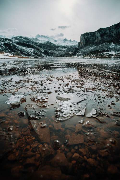 Shards Of Broken Ice On A Lake Photo