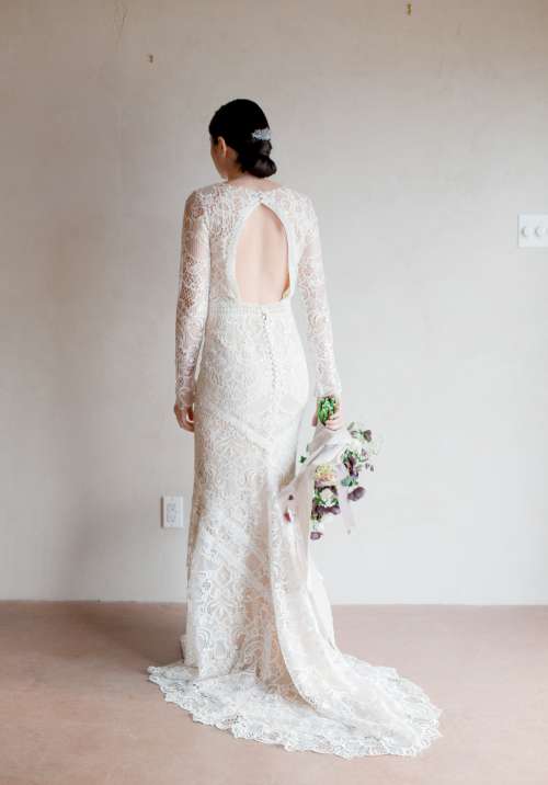 Wedding Bouquet And Lace Dress Photo