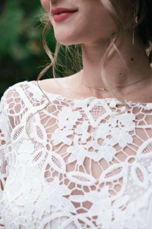 Close Up Of Lace Wedding Dress Detail Photo