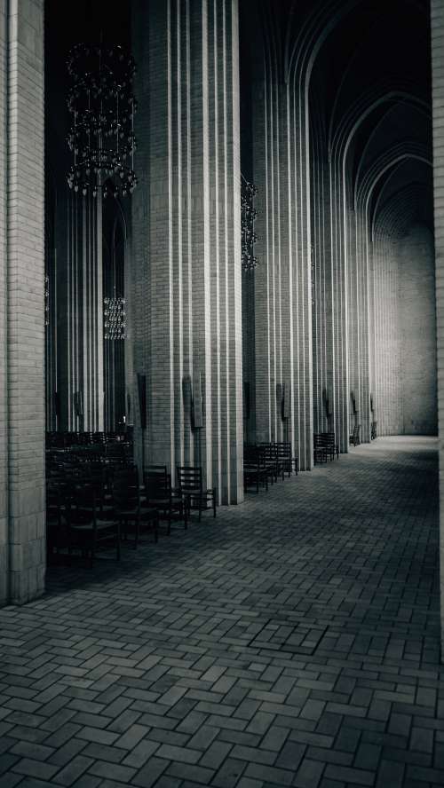 Monochromatic Church Interior Design Photo