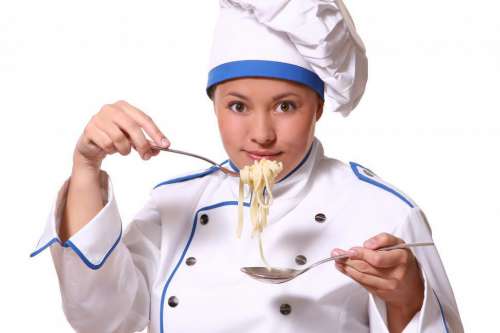 Chef with pasta