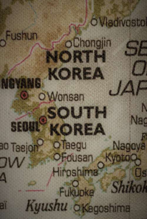 Old map of North and Sount Korea