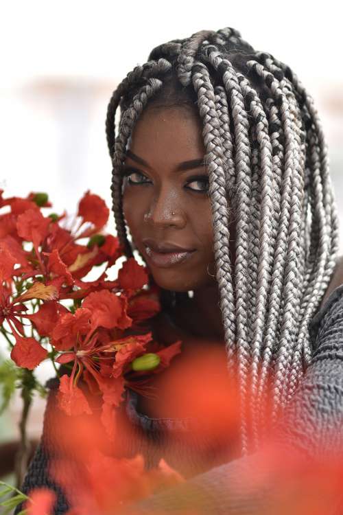 woman, people, fashion, pretty girl, mannequin, model, look, facial expression, dreadlocks, smile, beauty, braids, rasta, hairstyle, haircut, flowers, aesthetics