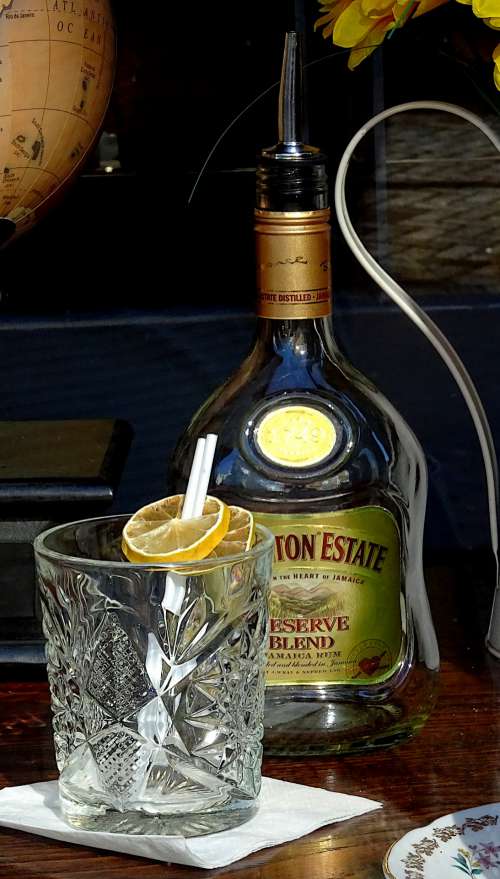 Rum Bottle And Glass