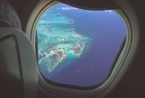 Tropical Islands Through Airplane Window