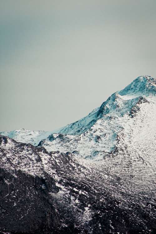 Snow Covered Black Rocked Peaks Photo