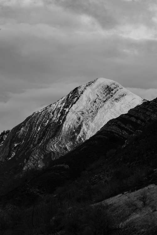Black And White Snow Capped Mountains Photo