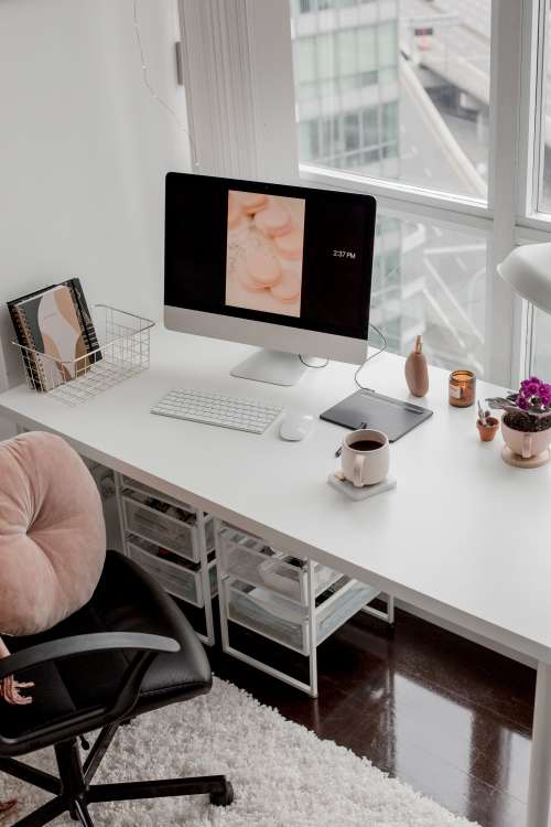 Blush Pink And White Workspace Photo