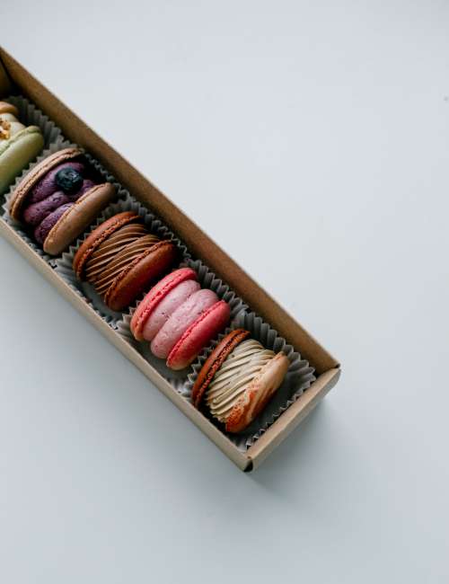 Line Of Perfectly Made Macarons Photo