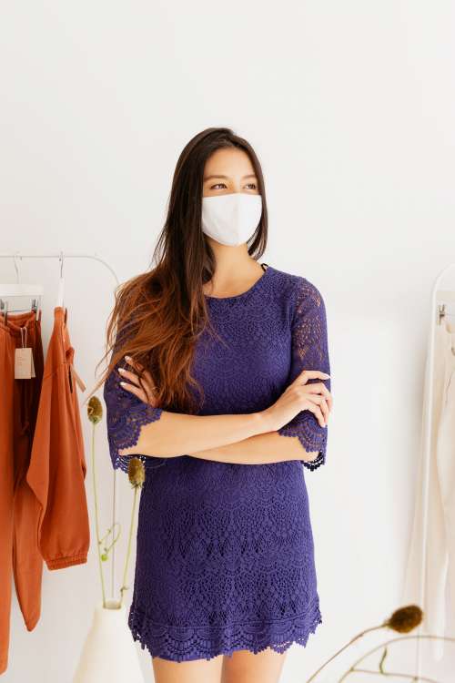 Young Woman In Purple Lace Dress Photo