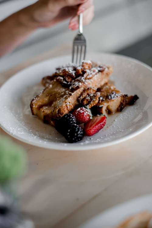 Dessert With Pecans And Berries Photo