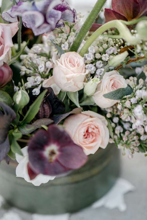 Close Up Bouquet Of Pink And Purple Photo