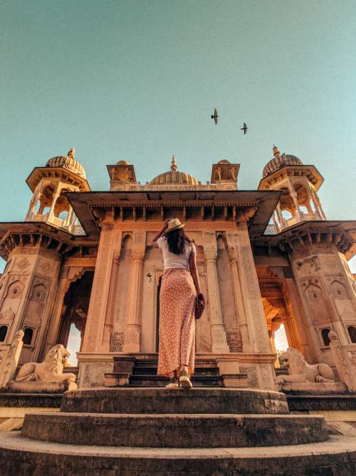 Woman Admiring Eastern Architecture Photo