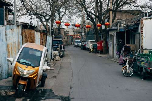 Empty Chinese Streets With Lanterns Photo